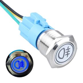 1pc 19mm Metal Latching Push Button Switch Speaker Symbol 3/4" Mounting Hole 12V-24V Silver Shell 1NO 1NC SPDT with Pre-Wired Socket for Car Truck Boat Modification Blue LED
