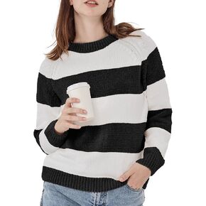 Simple&Opulence Women's Chenille Sweater Crewneck Long Sleeve Pullover Ribbed Cuff Hem Round Neck Jumper Tops