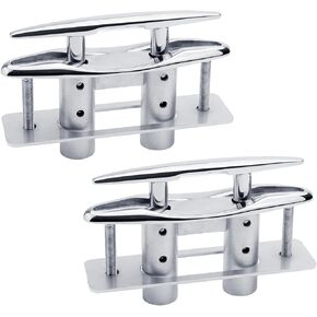 YANYUCB Pull Up Flush Mount Cleat Boat Dock Deck Marine Stainless Steel 316 Retractable Low-Profile Mooring Rope Neat Cleat Lift with Backing Plate and Lock Nuts