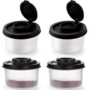 4 Pcs Salt and Pepper Shakers Set Mini Plastic Pepper Shaker with Lid Damp Proof Popcorn Containers Clear Spice Jars Salt Shaker for Travel Camping Picnic Lunch Dining Kitchen (Colorful, Small)