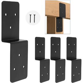 6 PCS 3"x 5" Z Brackets Post to Beam Support, Heavy Duty Carbon Steel Double Angle Channel Angle Support for Wood Shelf Fixing Timber Connector Pergola Bracket