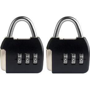 Small Combination Padlock, 3-Digit Combination Locks, Travel Luggage Lock with Code, Mini Combo Lock for Suitcase, Locker, Bag, Box, Backpack Zipper, Diary (Black+Pink, 2-Pack)