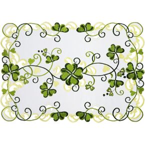 Grelucgo Embroidered Decorative Shamrock Table Runner for St. Patrick's Day (14x69 inches)