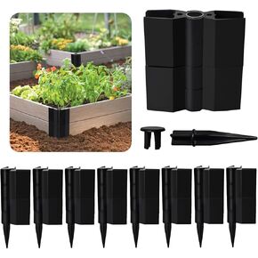 Raised Garden Bed Corner Brackets for 0.78''-1.18'' Widths Wood Frame Bed, Garden Corner Bracket with Fixed Stakes for 12'' Height Bed Vegetable Flower Planter Garden Boxes Outdoor - Set of 4