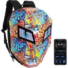 Ruconla LED Backpack Laptop Bag Motorcycle Riding Backpack, Hard Shell LED Motorbike Luggage Bags High-Capacity Helmet, Waterproof Backpack With Programmable Screen