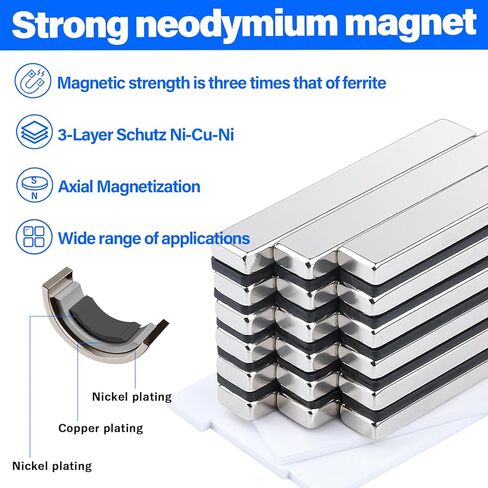 20Pcs Rare Earth Magnets Bars Heavy Duty, Rectangular Metal Small Neodymium Magnets, for Refrigerator Crafts Industrial Tool Storage (20x10x3mm) in Kuwait
