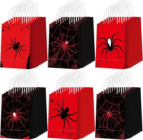 Epakh 24 PCS Spider Party Forms حقائب مع مقابض عنكبوت عيد ميلاد ديكورات حفلة مزدوجة الأكياس جيدة in Kuwait