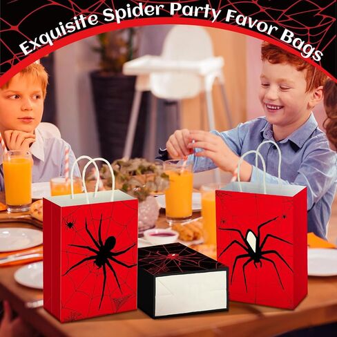 Epakh 24 PCS Spider Party Forms حقائب مع مقابض عنكبوت عيد ميلاد ديكورات حفلة مزدوجة الأكياس جيدة in Kuwait