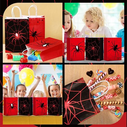 Epakh 24 PCS Spider Party Forms حقائب مع مقابض عنكبوت عيد ميلاد ديكورات حفلة مزدوجة الأكياس جيدة in Kuwait