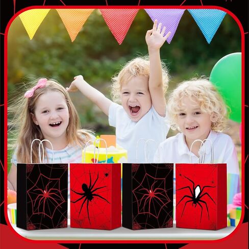 Epakh 24 PCS Spider Party Forms حقائب مع مقابض عنكبوت عيد ميلاد ديكورات حفلة مزدوجة الأكياس جيدة in Kuwait
