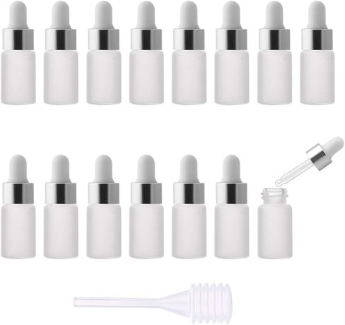 Enslz 15pcs 3ml Mini Empty Frosted Essential Oil Glass Dropper bottle Reusable Bottles Vial Nasal Oil dropper refillable bottle with Metal Screw Mouth lid&rubber Bulb (3ml, Gold) in Saudi Arabia