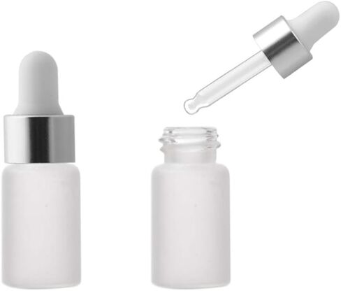 Enslz 15pcs 3ml Mini Empty Frosted Essential Oil Glass Dropper bottle Reusable Bottles Vial Nasal Oil dropper refillable bottle with Metal Screw Mouth lid&rubber Bulb (3ml, Gold) in Saudi Arabia