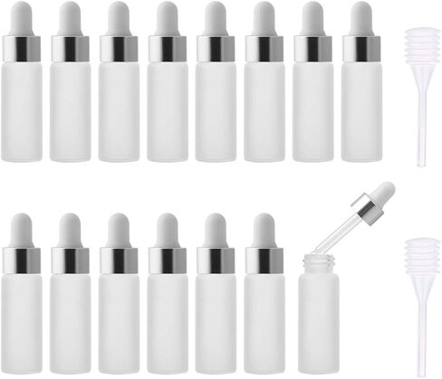 Enslz 15pcs 3ml Mini Empty Frosted Essential Oil Glass Dropper bottle Reusable Bottles Vial Nasal Oil dropper refillable bottle with Metal Screw Mouth lid&rubber Bulb (3ml, Gold) in Saudi Arabia