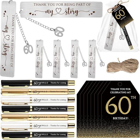 25 Sets Birthday Favors for Guests 25 Thanks for Coming Ballpoint Pens 25 Metal Bookmarks 25 Gift Cards with Organza Bag for Guests Birthday Anniversary Appreciation Gifts (40th) in Kuwait