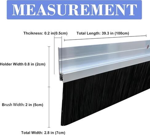 كنس باب الألومنيوم لأسفل الباب 39.3 "L x 2" W ، فرشاة مسح الباب الناعمة ، التثبيت السهل ، البني in Kuwait