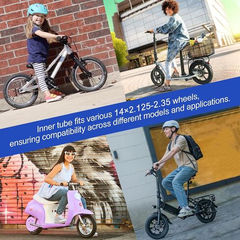 14 /16x 2.125-2.35 Bike Inner Tube - Heavy-Duty Tubes with Metal Bent Valve, 14 /16x 2.125 inch Tube with Angled Valve Stem for Electric Scooters E-Bike and 14/16 Inch Bike in Saudi Arabia