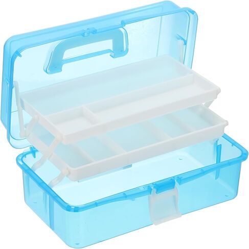 yokive art supply storage storage ، صندوق تخزين للأدوات الفنية مربع 3-tray Craft Box Supplies منظم مع مشبك مقبض لطلاءات فرش ، Green trans in Kuwait