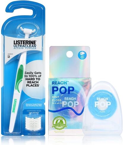 حزمة البداية من Listerine Ultraclean Access Flosser | العناية بالنظافة والفم بشكل سليم ودائم | إزالة فعالة للبلاك، وحماية الأسنان واللثة، وخالية من PFAS | مجموعة المبتدئين + عبوات النعناع المكونة من 3 عبوات (28 قيراطًا) in Kuwait