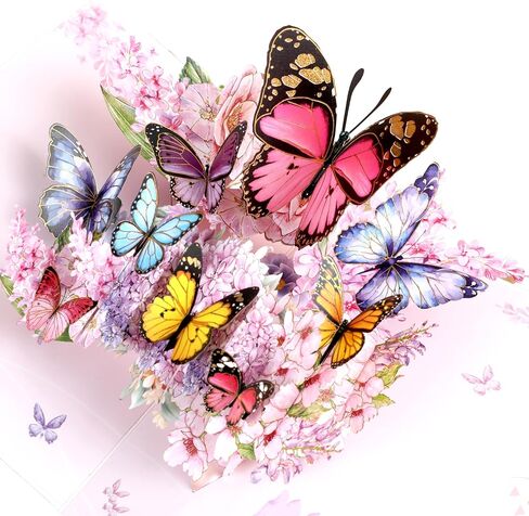 LoveEcho Birthday Card, Gradient Violet Butterfly Pop-Up Card with Gold-Embossed Wings, 5x7-3D Greeting Card with Note Card & Envelope for Birthday, Anniversary, Thank You, Thanksgiving, Christmas, Get Well, Thinking of You, Congrats, or Any Occasionfor H in Kuwait