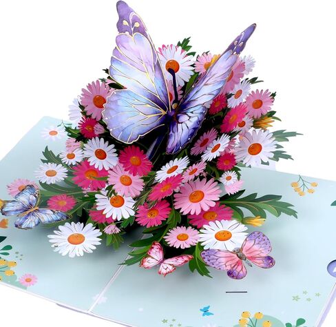 LoveEcho Birthday Card, Gradient Violet Butterfly Pop-Up Card with Gold-Embossed Wings, 5x7-3D Greeting Card with Note Card & Envelope for Birthday, Anniversary, Thank You, Thanksgiving, Christmas, Get Well, Thinking of You, Congrats, or Any Occasionfor H in Kuwait