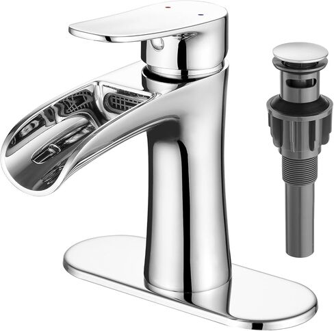 VOTON Black Bathroom Faucets Single Handle Waterfall Sink Faucet One Hole or Three Holes with Deck Mount Vanity Farmhouse RV Vessel Basin Faucet in Saudi Arabia