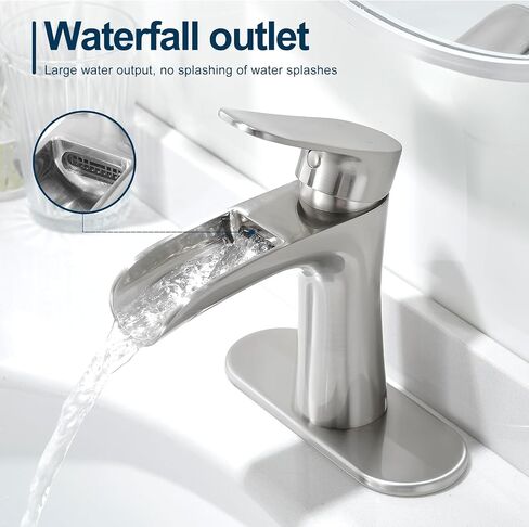 VOTON Black Bathroom Faucets Single Handle Waterfall Sink Faucet One Hole or Three Holes with Deck Mount Vanity Farmhouse RV Vessel Basin Faucet in Saudi Arabia