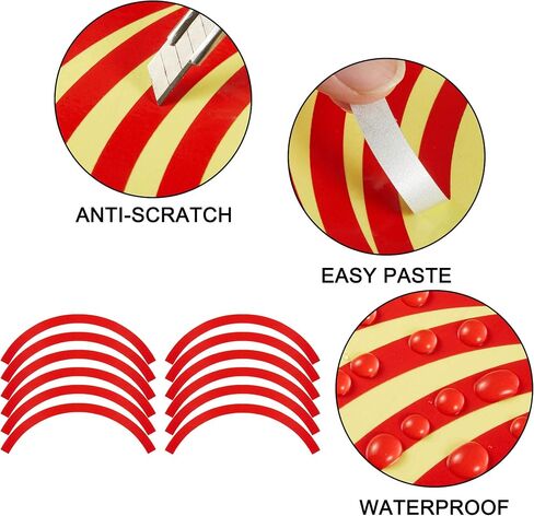 TOMALL Waterproof Reflective Wheel Stickers Self-Adhesive Warning Strip Compatible with Max G30 Electric Scooter in Saudi Arabia