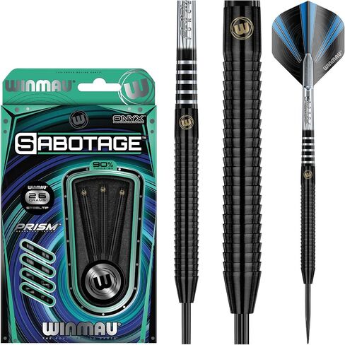 Winmau Sabotage Onyx 24g Tungsten Steeltip Darts Set with Prism Flights and Shafts (Stems) in Saudi Arabia