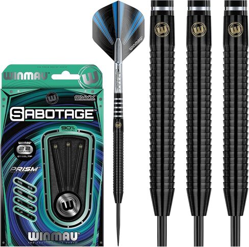 Winmau Sabotage Onyx 24g Tungsten Steeltip Darts Set with Prism Flights and Shafts (Stems) in Saudi Arabia