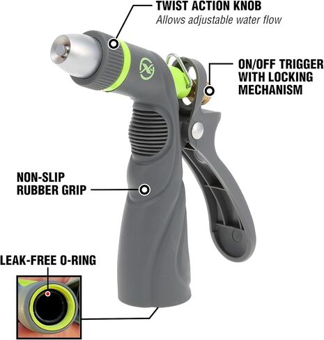 Flexzilla Garden Hose Nozzle - Heavy Duty 7-Pattern Adjustable Flow, NFZG52-E, ZillaGreen™ in Saudi Arabia
