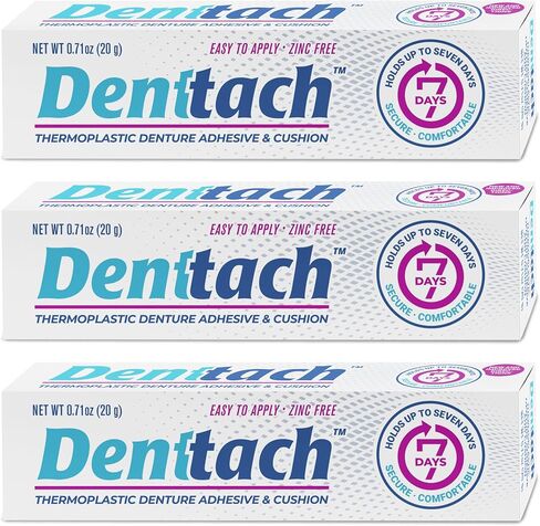 Denttach Denture Adhesive, Thermoplastic Denture Adhesive, Cushion, Reliner for Upper and Lower Dentures, Comfortable, Secure Denture Grip for Up to 7 Days, Non Glue, Zinc Free in Saudi Arabia