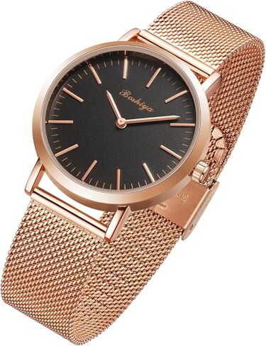 BOSHIYA Watches for Women Stretch Band 30mm Watch Ladies Analog Quartz Stainless Steel Expansion Band Watchs Waterproof Wristwatch for Small Wrist Silver Gold in Kuwait