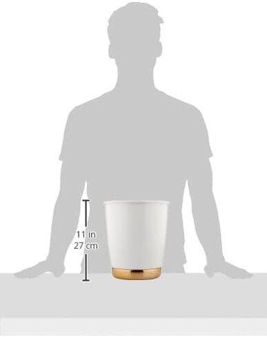 iDesign York Wastebasket, Metal Small Round Vintage Trash Can for Bathroom, Bedroom, Dorm, College, Office, 8.5" x 8.5" x 9.75", White and Chrome in Saudi Arabia
