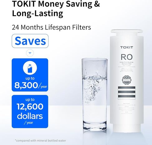 TOKIT Reverse Osmosis System, U1 SE Tankless Reverse Osmosis Water Filter, NSF/ANSI 58, Under Sink Water Filter RO System with Faucet,400 GPD 2:1 Pure to Drain,Reduces TDS in Saudi Arabia
