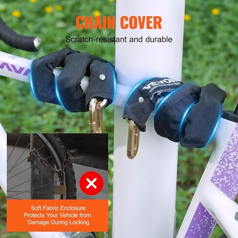 VEVOR Bike Chain Lock, 3.94 Ft Combination Bicycle Chain Lock with 3 Keys, Heavy Duty Anti-Theft High Security Bike Locks, Perfect for Bike, Motorcycle, Scooter, Bicycle, Door, Fence or Gate, 10mm in Saudi Arabia