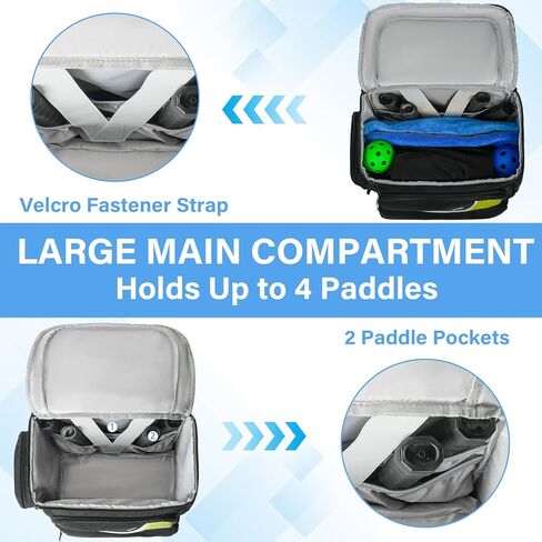 حقيبة Pickleball للرجال والنساء ، حقيبة الظهر المخللة تناسب 4 مجاذيف ، حقيبة معدات المخلل مع مقصورة الأحذية in Kuwait