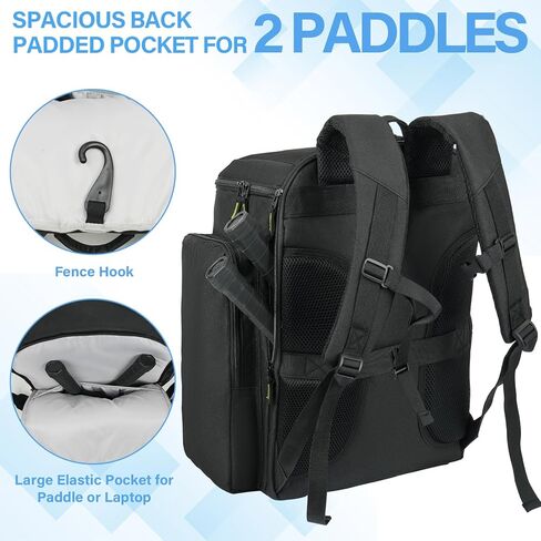 حقيبة Pickleball للرجال والنساء ، حقيبة الظهر المخللة تناسب 4 مجاذيف ، حقيبة معدات المخلل مع مقصورة الأحذية in Kuwait
