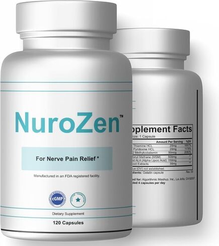NuroZen 120 Count Nerve Support with MSM, Alpha Lipoic Acid, B Vitamins & Turmeric - USA Made, GMP in Saudi Arabia