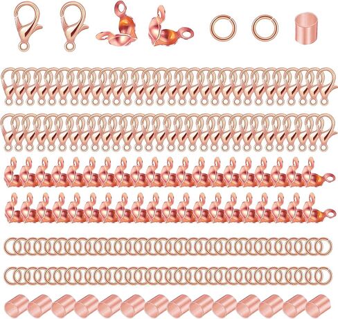 700pcs المجوهرات صنع الملحقات مع 100 جراد البحر Claw Clasp 200 Bead Tips Covers Covers 200 حبات أنبوب تجعيد و 200 موصلات حلقة مفتوحة للأساور المجوهرات DIY （الذهب） in Kuwait