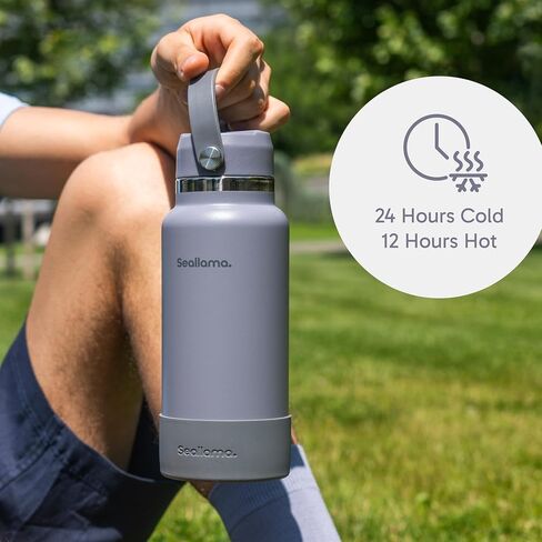Stainless Steel Wide Mouth Water Bottle - 2 Lids (Flex Straw Lid) and Double-Wall Vacuum Insulation - Leak Proof, BPA-Free, for Travel, Sports, School, and Car (Clay, 32 oz) in Saudi Arabia