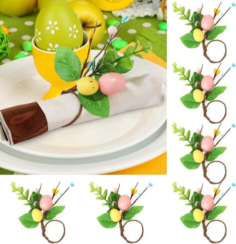 Christmas Napkin Rings Set of 6 Handmade with Red Berry for Table Setting, Cloth Napkin Holders with Artificial Green Leaves, Dining Table Decor for Christmas Thanksgiving Holiday Party in Saudi Arabia
