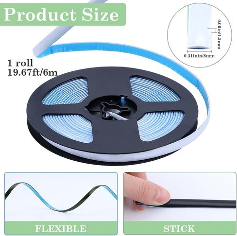 GORGECRAFT 6.56Ys Caulk Strip 1/3" Self Adhesive Black Bathroom Corner Ceramic Tile Caulking Gap Tape Moulding Trim Strips Decorative Sealing Sealant Edging Tape for Stove Sink Toilet Bathtub Wall in Saudi Arabia