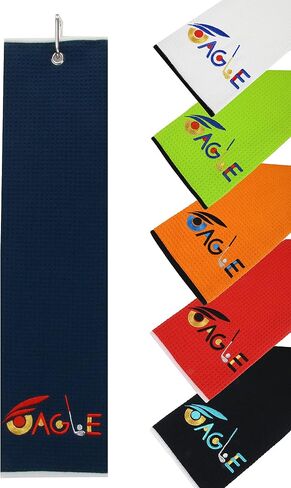 Golden Eagle Tri-fold Microfiber Waffle Golf Towel with Clip 16"X21" (Lime) in Saudi Arabia