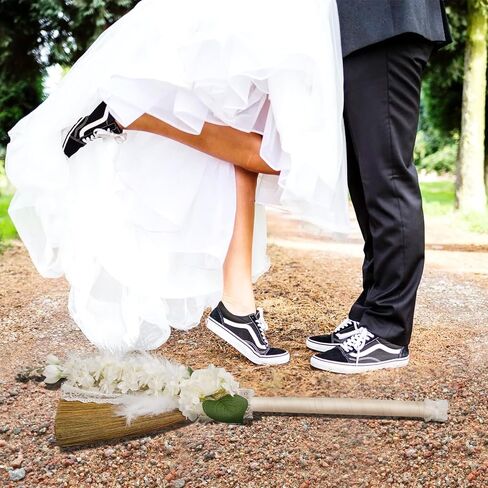 YIYTREE Wedding Broom DIY Kit Bride Bridegroom The Jump Broom Ceremony with Artificial Roses/Green Leaves/Ribbons/Pearl (28.5 inch x 11.8 inch) in Saudi Arabia