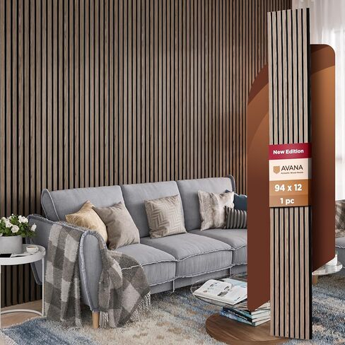 Avana Acoustic Wood Wall Panels – 94.4 X 12.6 Inch Black Oak Acoustic Panels 2 PCs – Wall Panels For Interior Wall Decor For Homes, Offices, Studios – Sturdy And Durable Wood Panels For Wall in Saudi Arabia