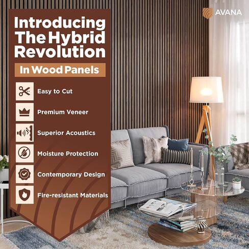 Avana Acoustic Wood Wall Panels – 94.4 X 12.6 Inch Black Oak Acoustic Panels 2 PCs – Wall Panels For Interior Wall Decor For Homes, Offices, Studios – Sturdy And Durable Wood Panels For Wall in Saudi Arabia