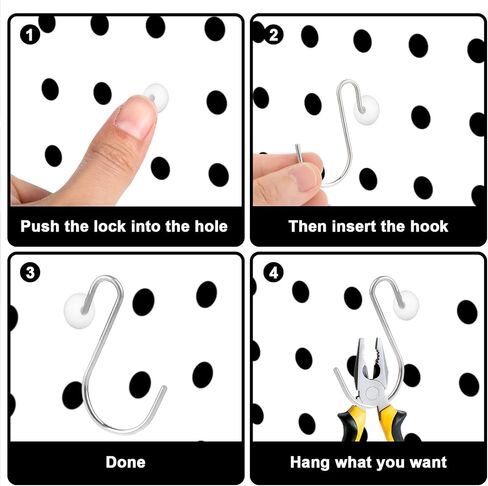 Pegboard Hook Locks,80Pcs Silicone Peg Hook Stoppers Clips for Stopping Hooks from Falling Off for 1/4 Inch Peg Board Push Pin Tool Organizer Peg Locks Round Holes (Black) in Saudi Arabia