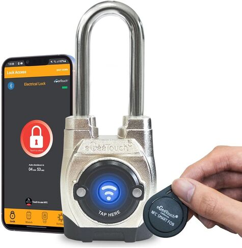 eGeeTouch 5th GEN Outdoor Smart Padlock – (Single, Short Shackle) Keyless Bluetooth & NFC Lock, Durable Weatherproof Security for Sheds, Gates, Bikes - Convenient App Control & Enhanced Safety in Saudi Arabia