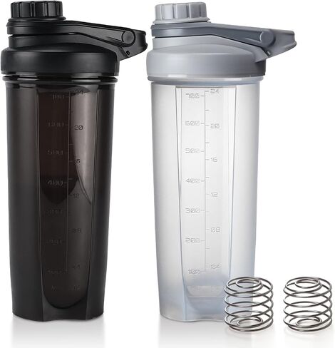 24 OZ Shaker Bottle for Protein Mixes, BPA Free Leakproof Portable Clear Shaker Cups for Workout, 2 Pack in Saudi Arabia