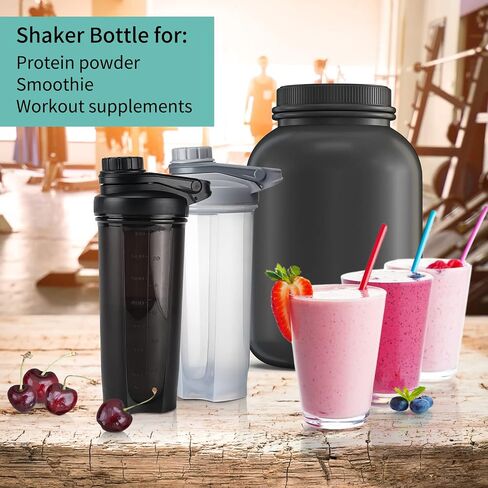 24 OZ Shaker Bottle for Protein Mixes, BPA Free Leakproof Portable Clear Shaker Cups for Workout, 2 Pack in Saudi Arabia